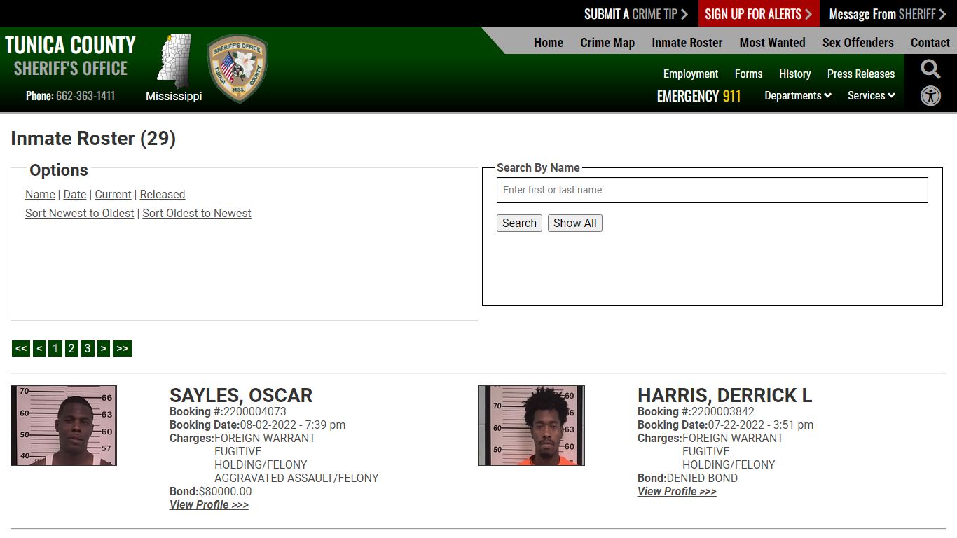 Inmate Roster - Tunica County Sheriff's Office