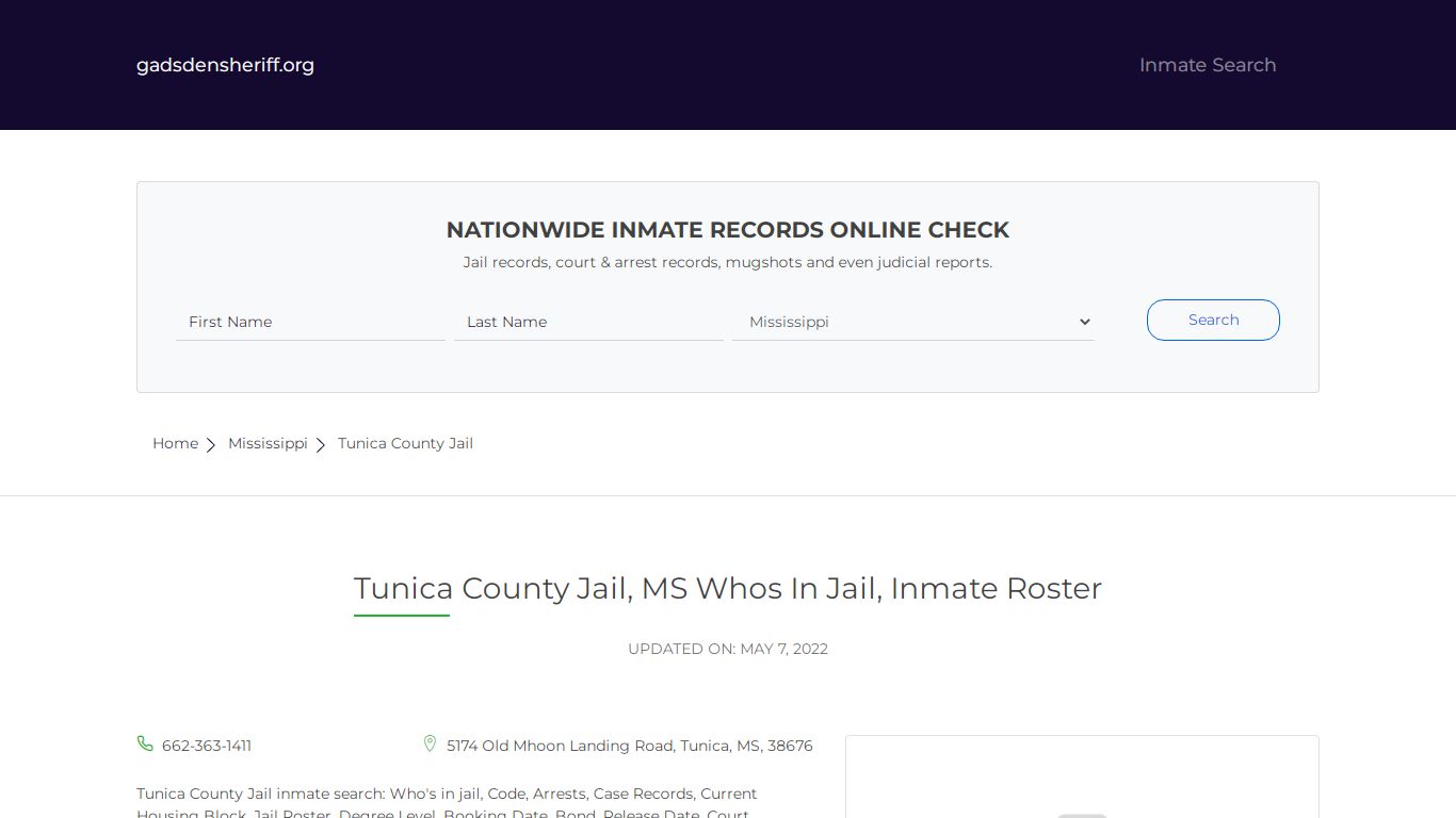 Tunica County Jail, MS Inmate Roster, Whos In Jail